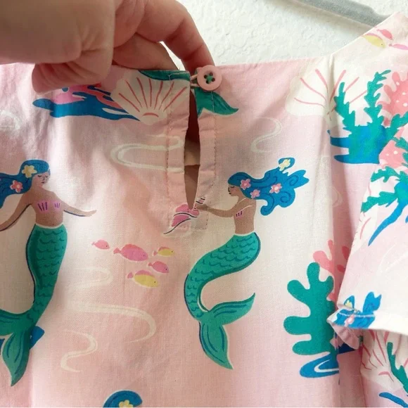 Mini Boden Pink Mermaids Cotton Girls Sundress Flutter Sleeves Sz 8-9y - Picture 10 of 11